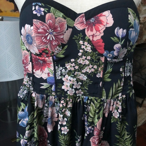 Band of Gypsies Black Floral Sleeveless Corset top Mini Dress XS - Picture 3 of 11